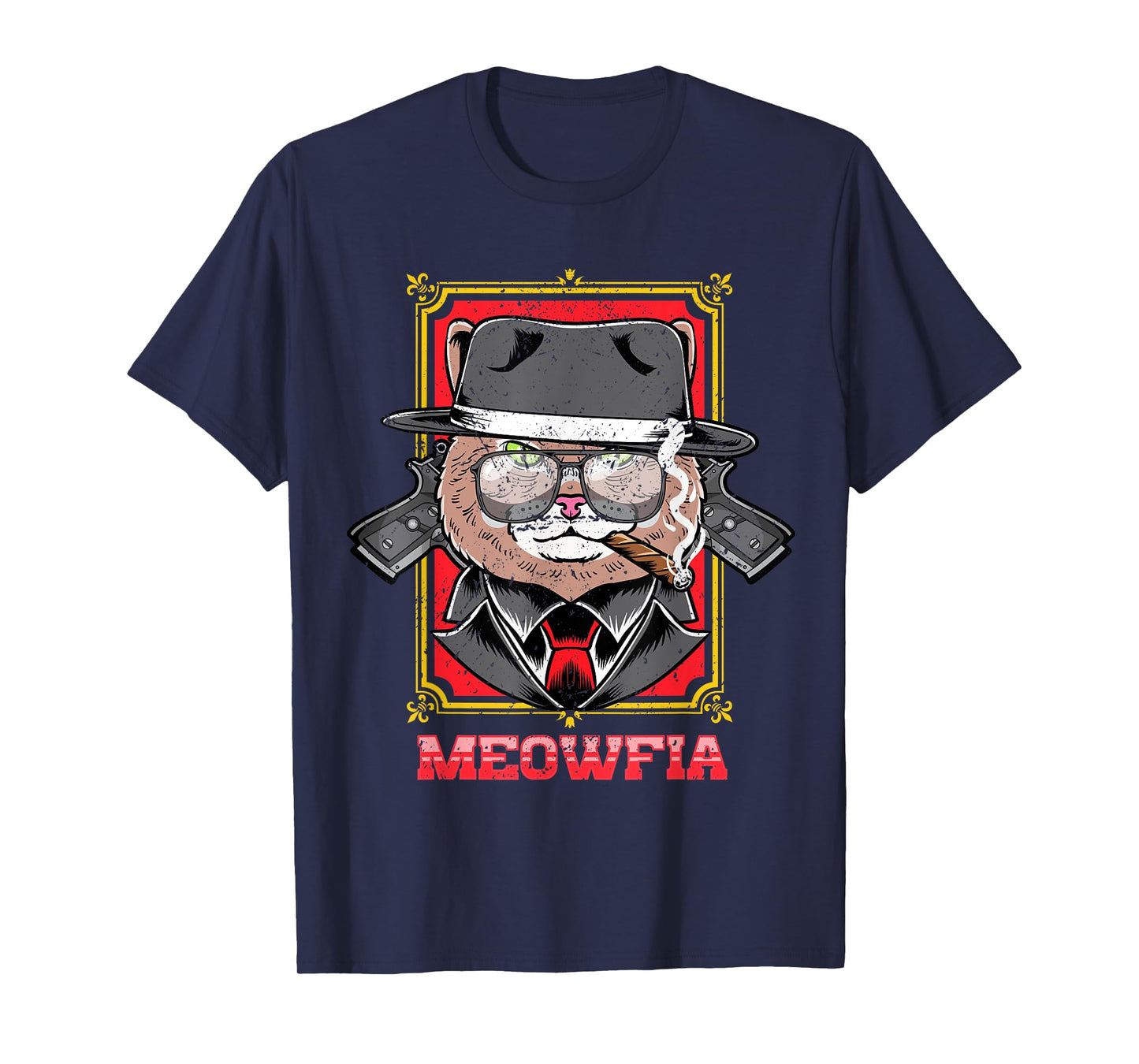 Meowfia Cat Mafia Boss Funny Kitty Art T-Shirt