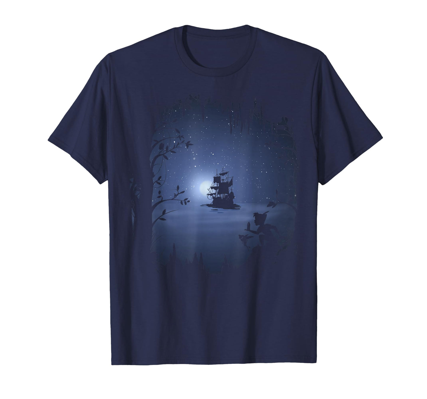 Disney Peter Pan Moonlit Pirate Ship Silhouette T-Shirt T-Shirt Small