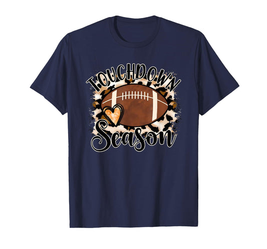Retro Touchdown Season Leopard Game Day Football Mom Women T-Shirt