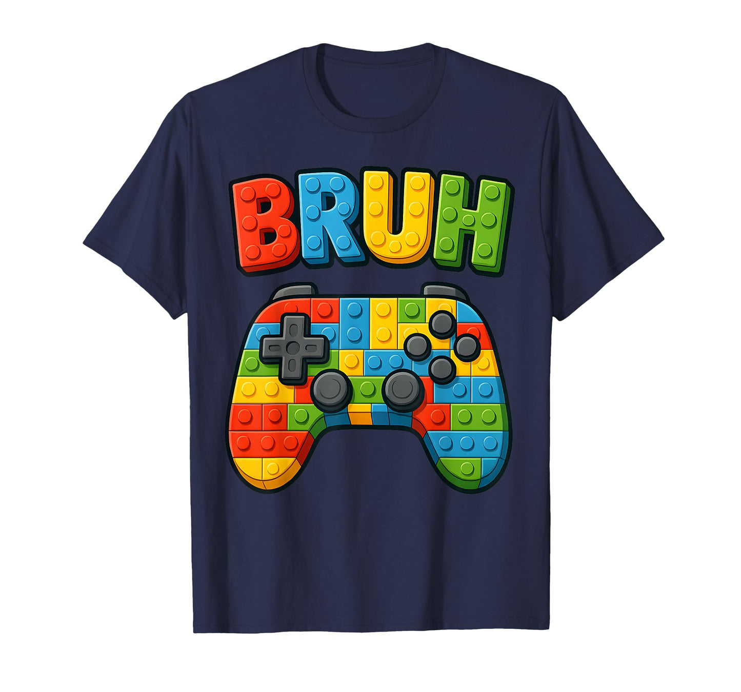 Building Blocks Bruh Funny Saying Gamer Boys Brick Builder T-Shirt