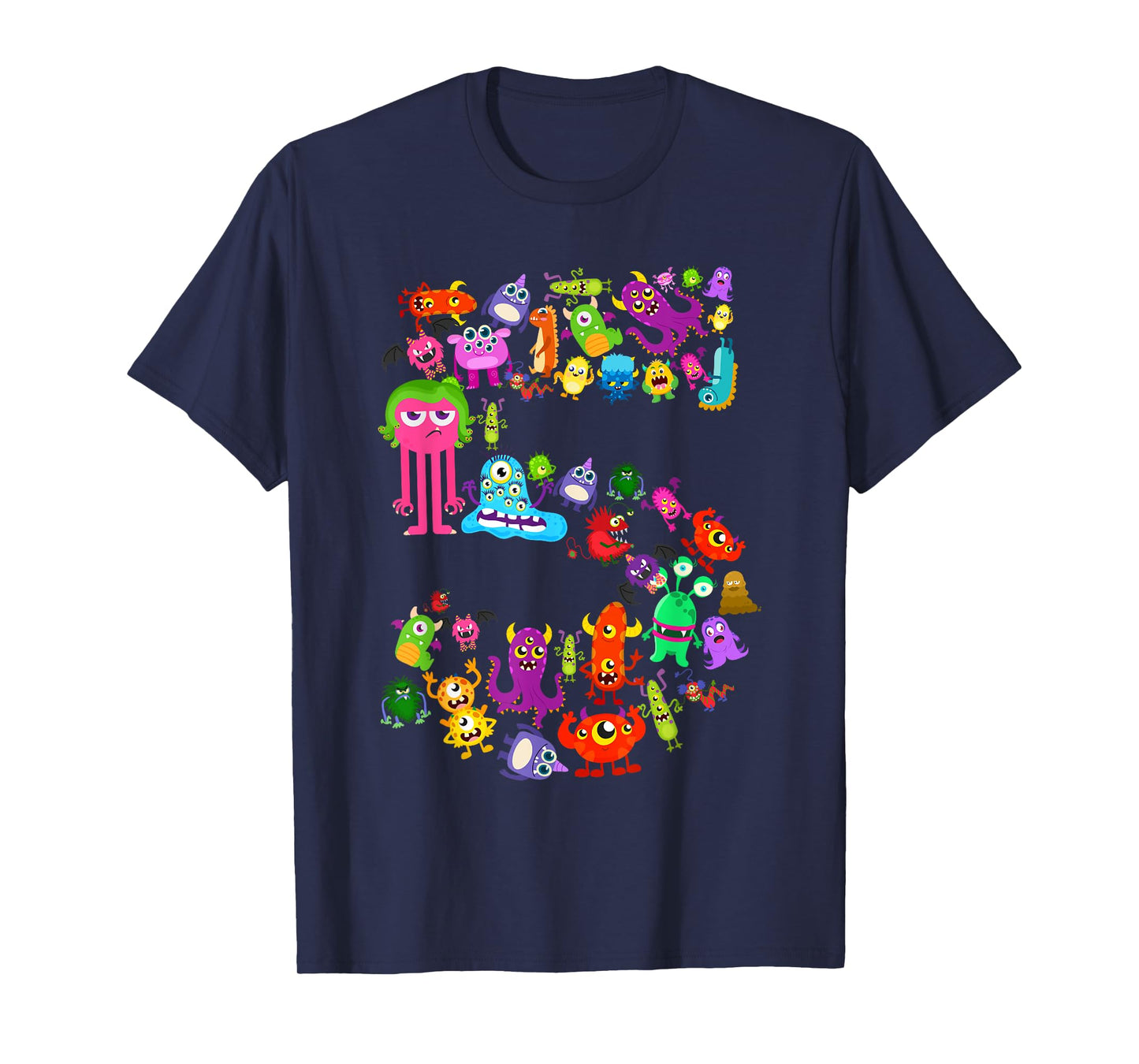 5th Birthday Party Monster Themed Number 5 Little Monster T-Shirt
