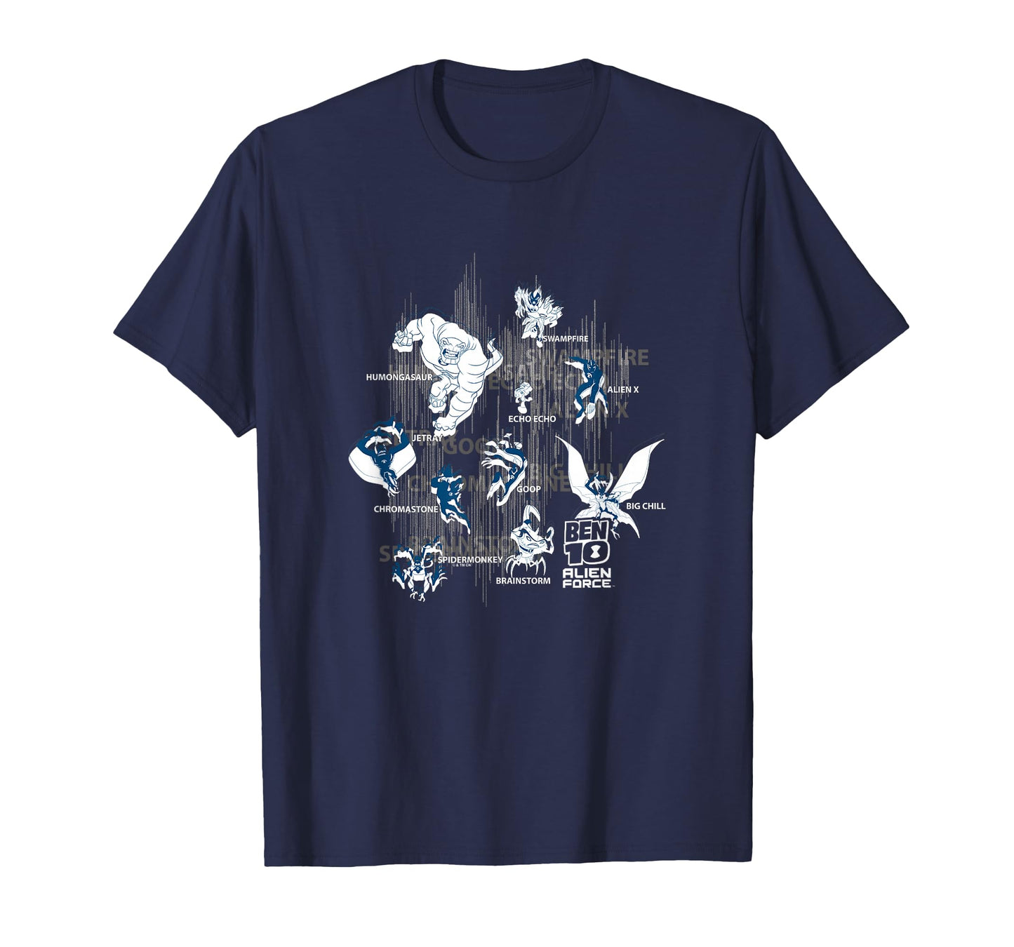 Ben 10: Alien Force Ten Alien Heroes Silhouettes Collage T-Shirt