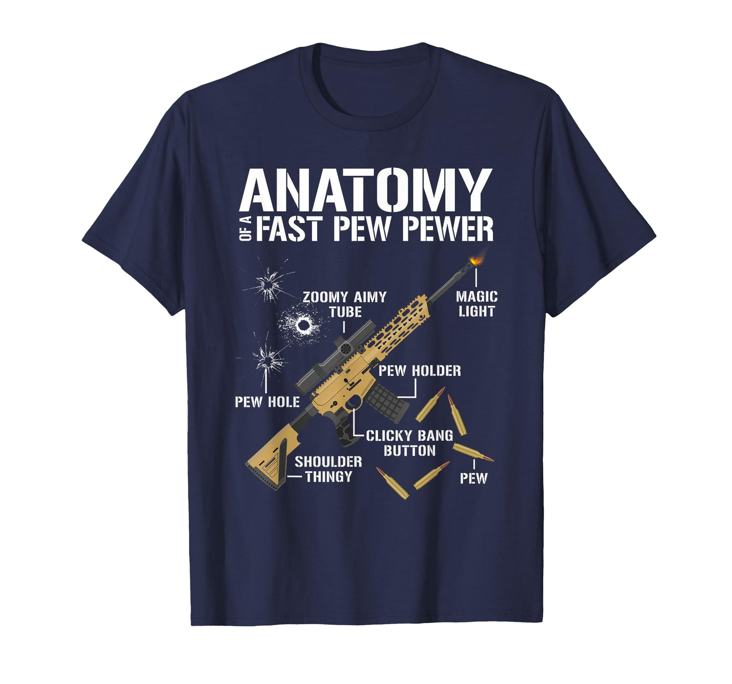 Anatomy Of A Pew Pewer Funny Graphic for Gun Owners T-Shirt