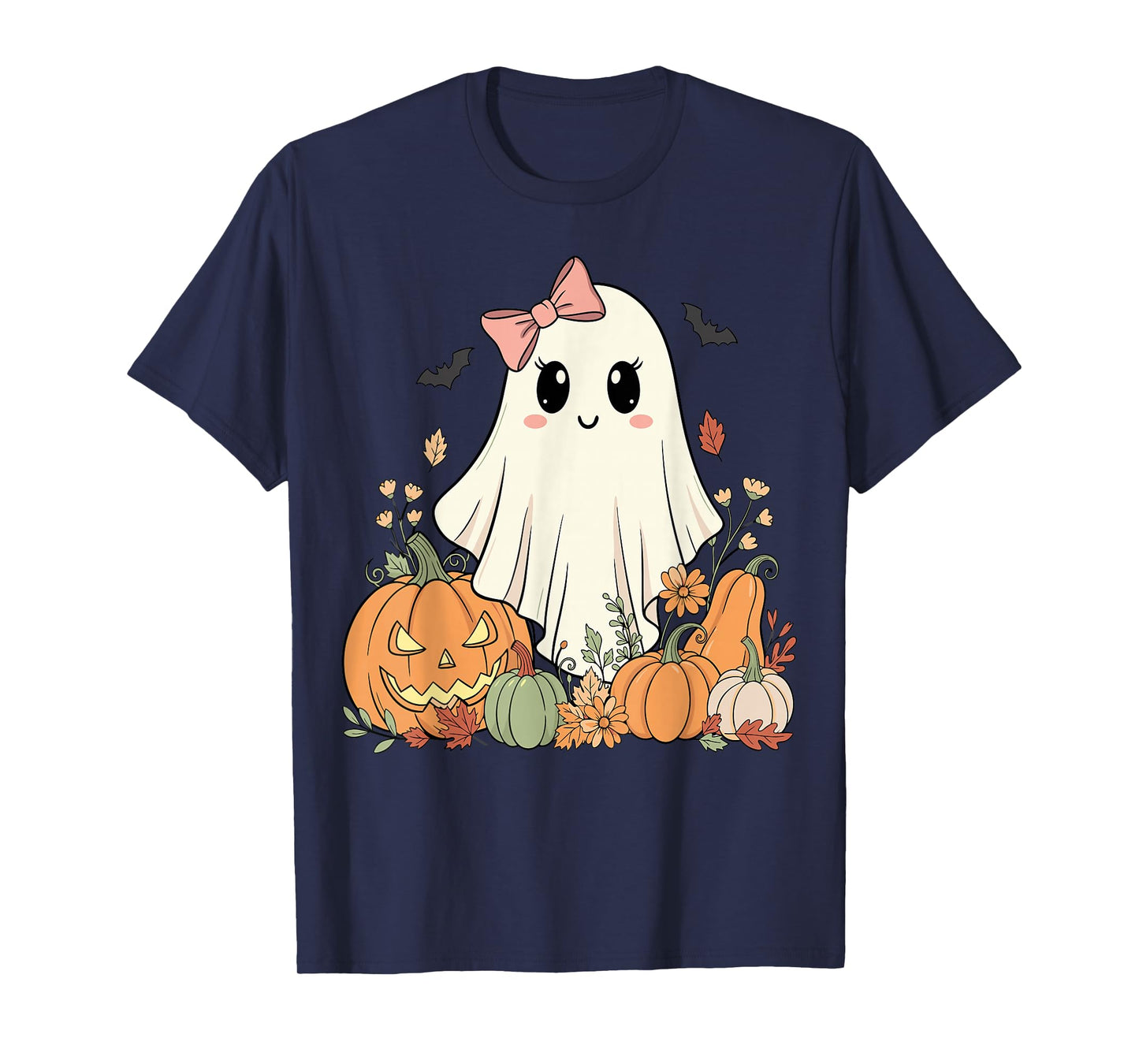 Ghost with Pumpkins Vintage Halloween Autumn T-Shirt