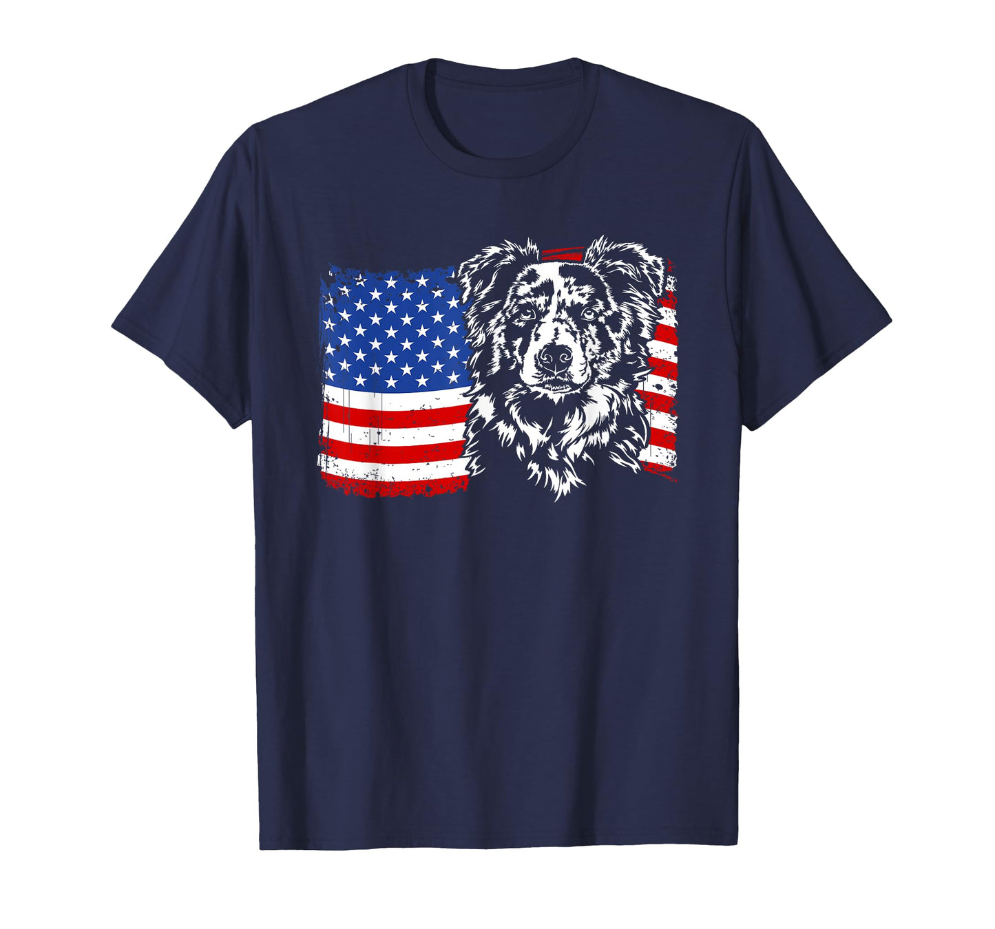 Proud merle Border Collie American Flag patriotic dog gift T-Shirt