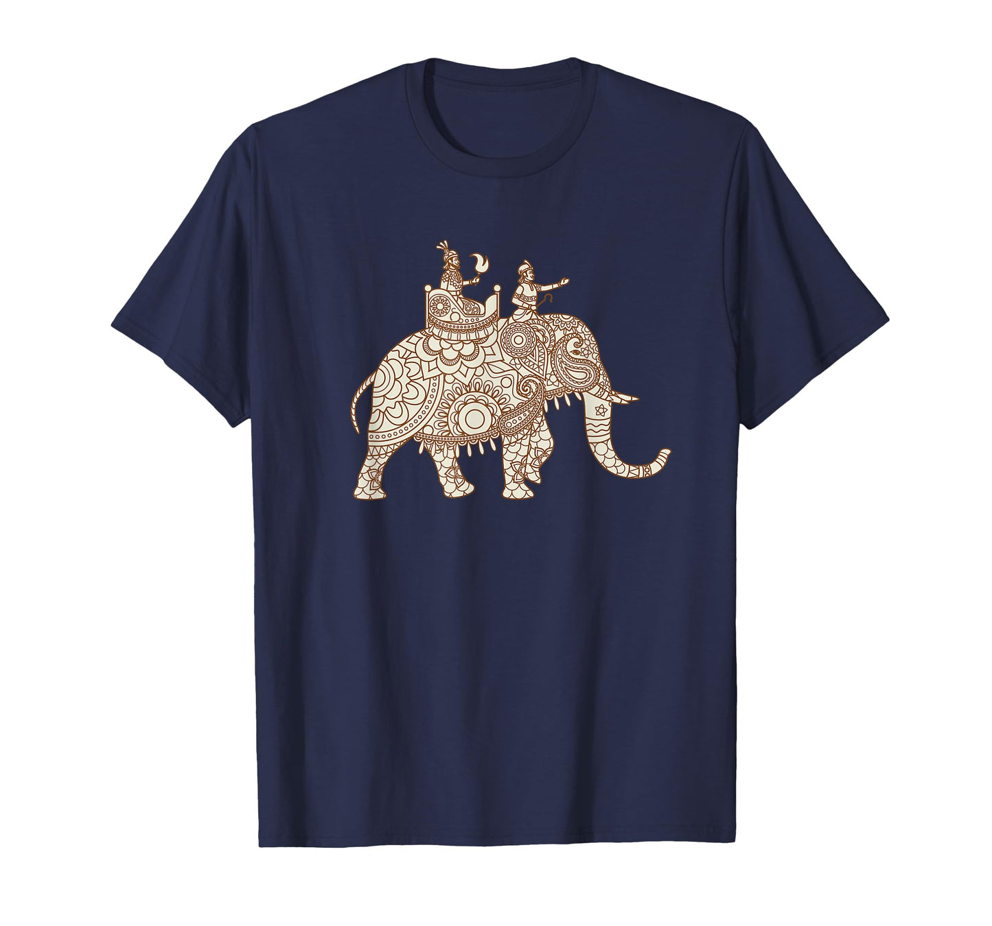 Indian Elephant Art Style Elephant Rider Paisley T-Shirt