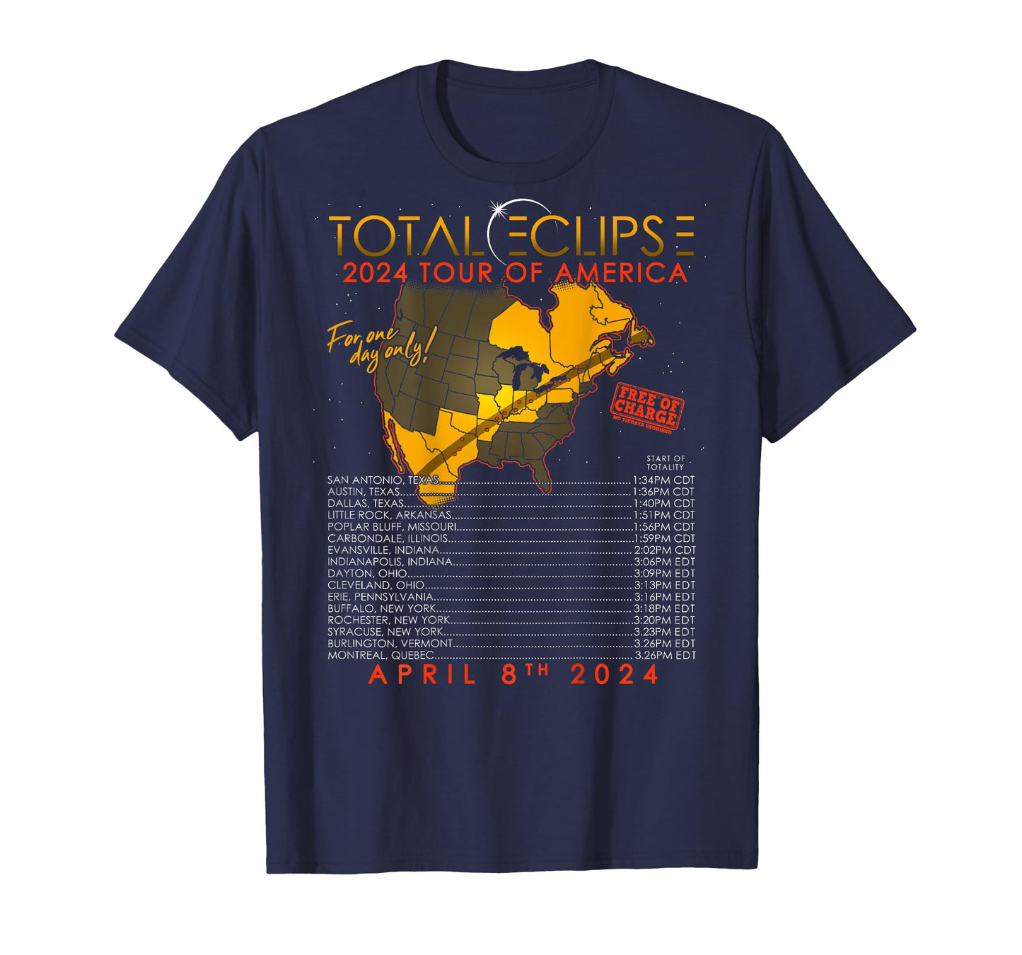 Total Solar Eclipse 2024 Tour of America 04.08.24 T-Shirt