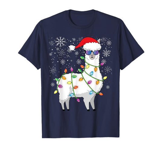 Christmas Llama Funny Christmas Alpaca Santa Llama T-Shirt