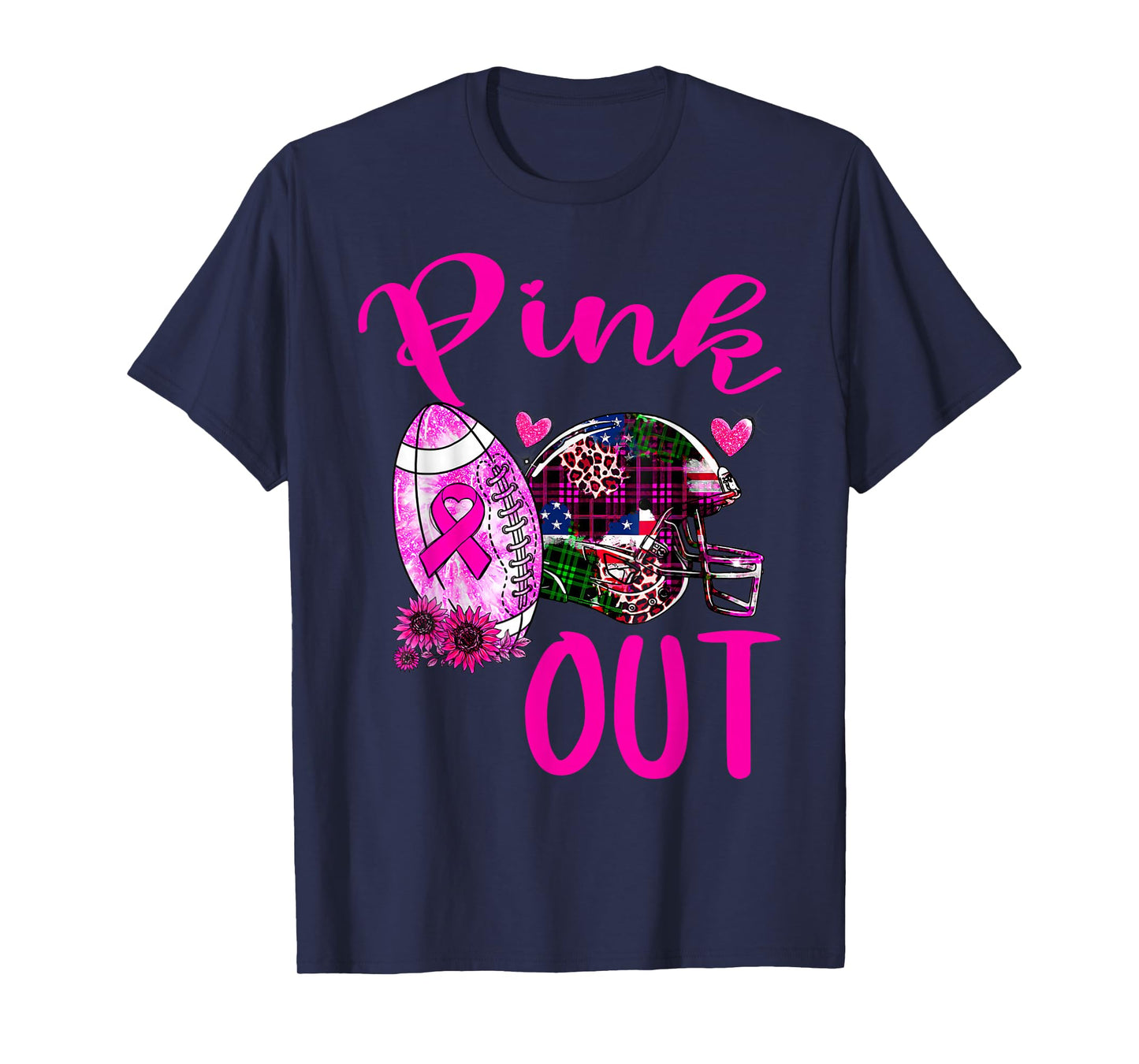 Pink Out Breast Cancer Awareness Bleached Football Mom Girls T-Shirt