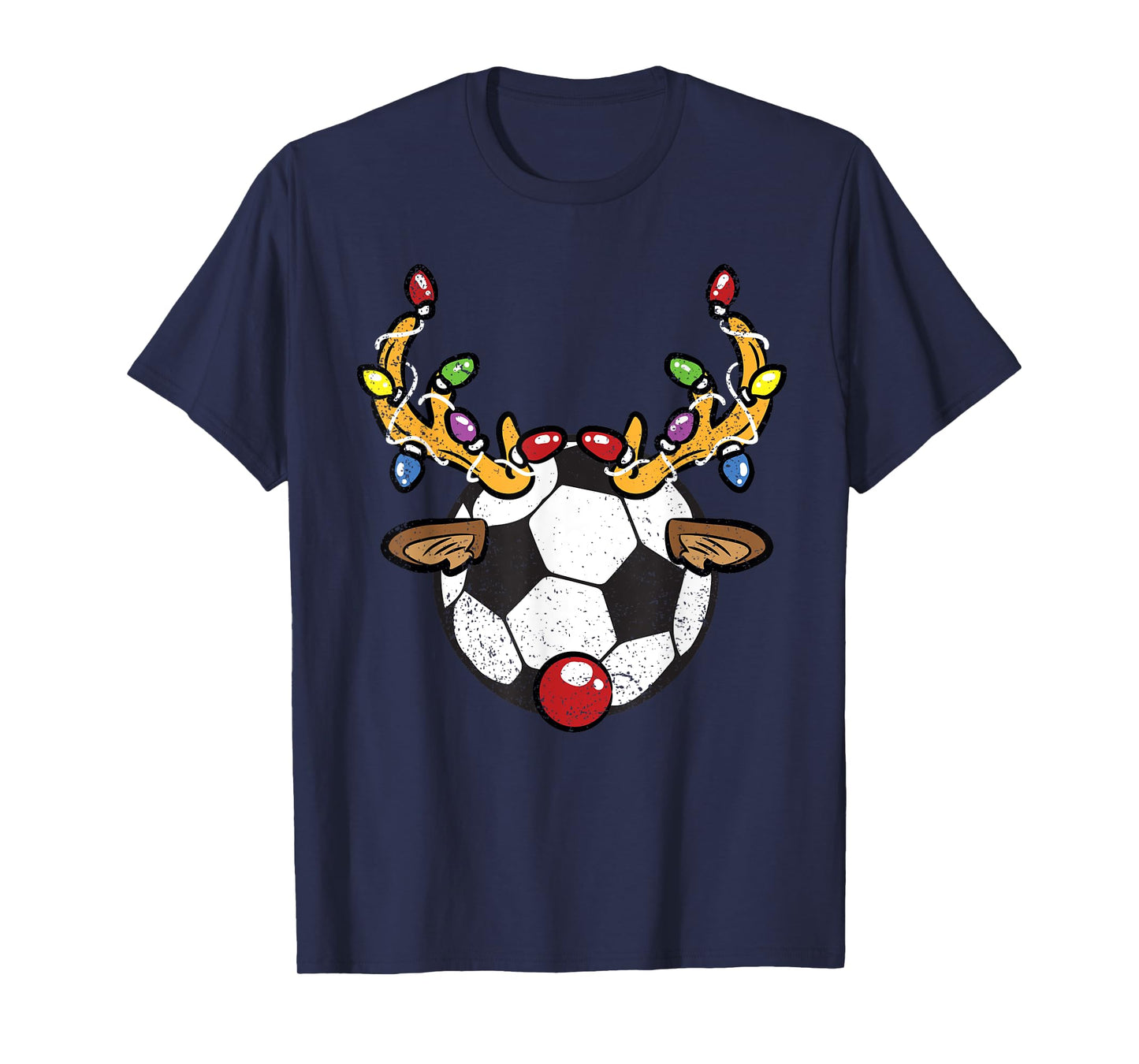 Soccer Ball Reindeer Christmas Pajama X-Mas Lights Sport T-Shirt