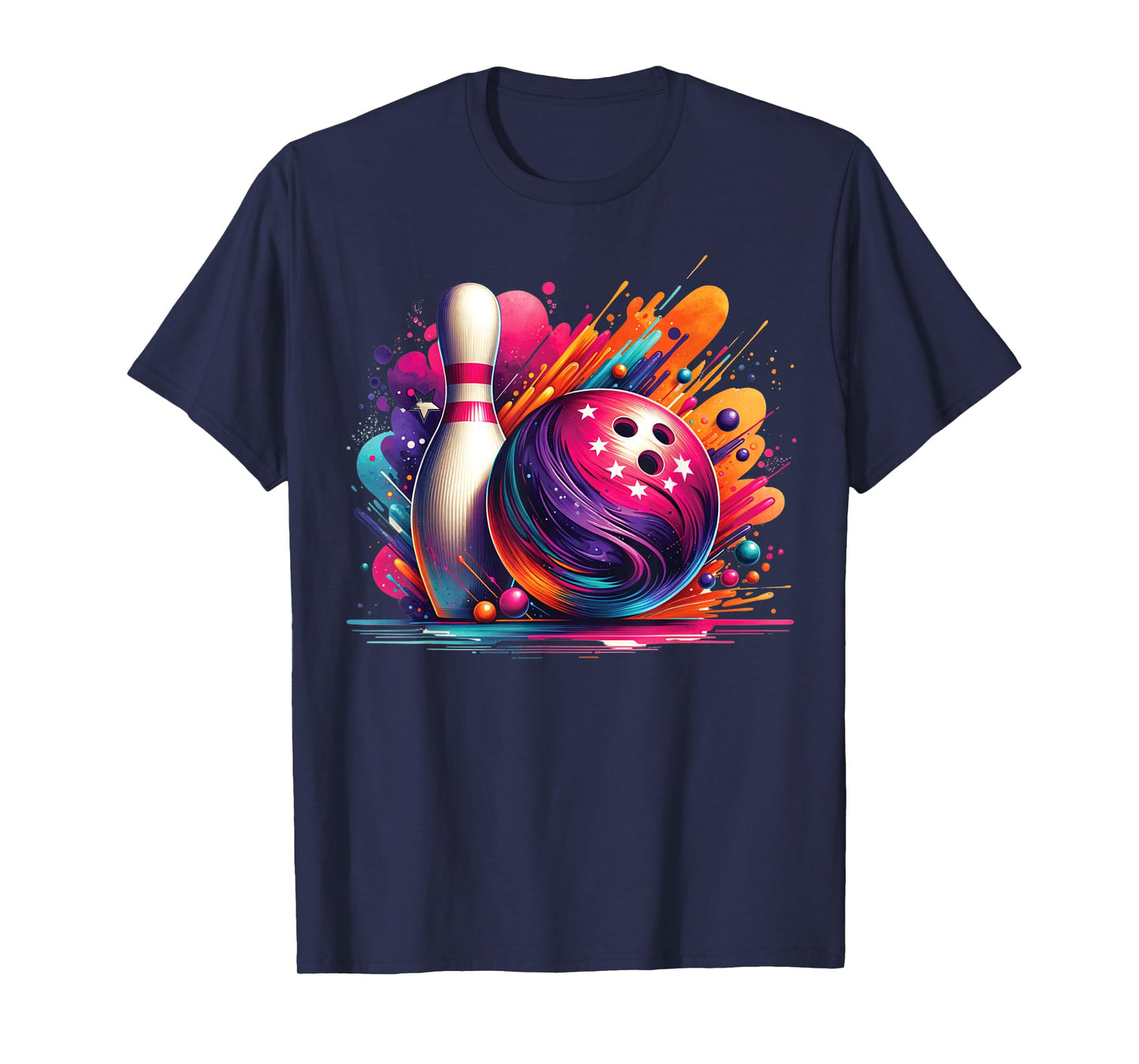 Colorful Bowling Game Day Cute Bowling Colorsplash Ball T-Shirt