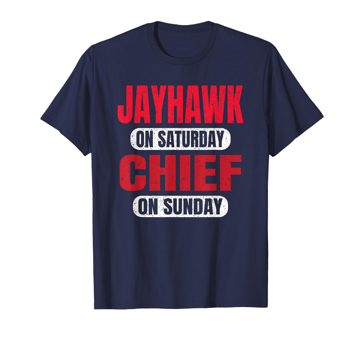 Jayhawk on Saturday Chief on Sunday Sports Fan Funny Vintage T-Shirt