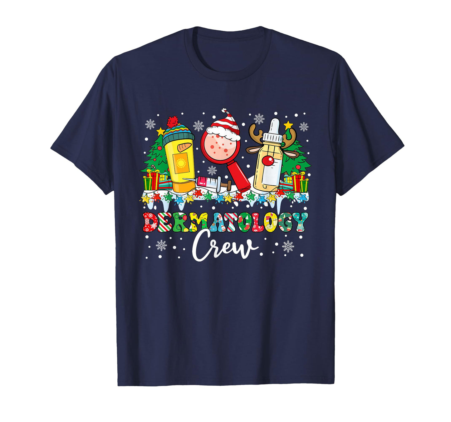 Dermatology Crew Santa Hat Dermatologist Funny Christmas T-Shirt