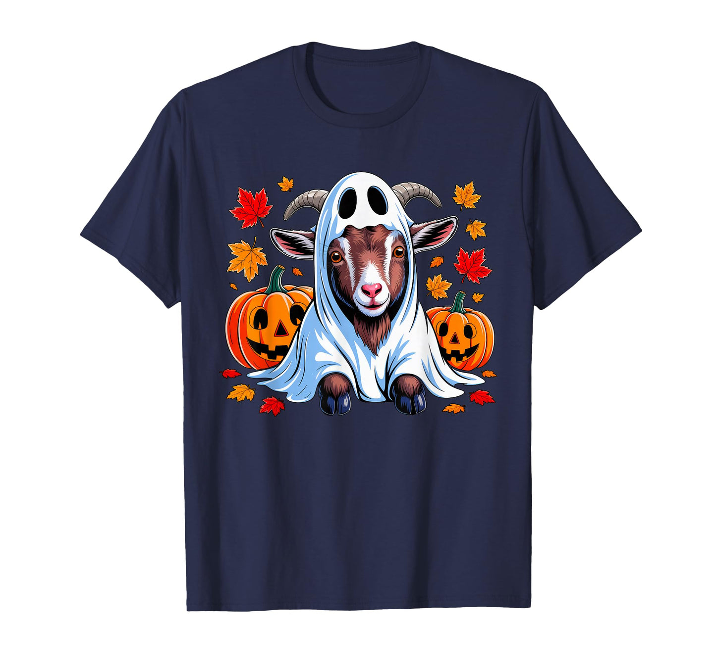 Funny Halloween Goat Ghost Spooky Pumpkin Fall Goat Lover T-Shirt