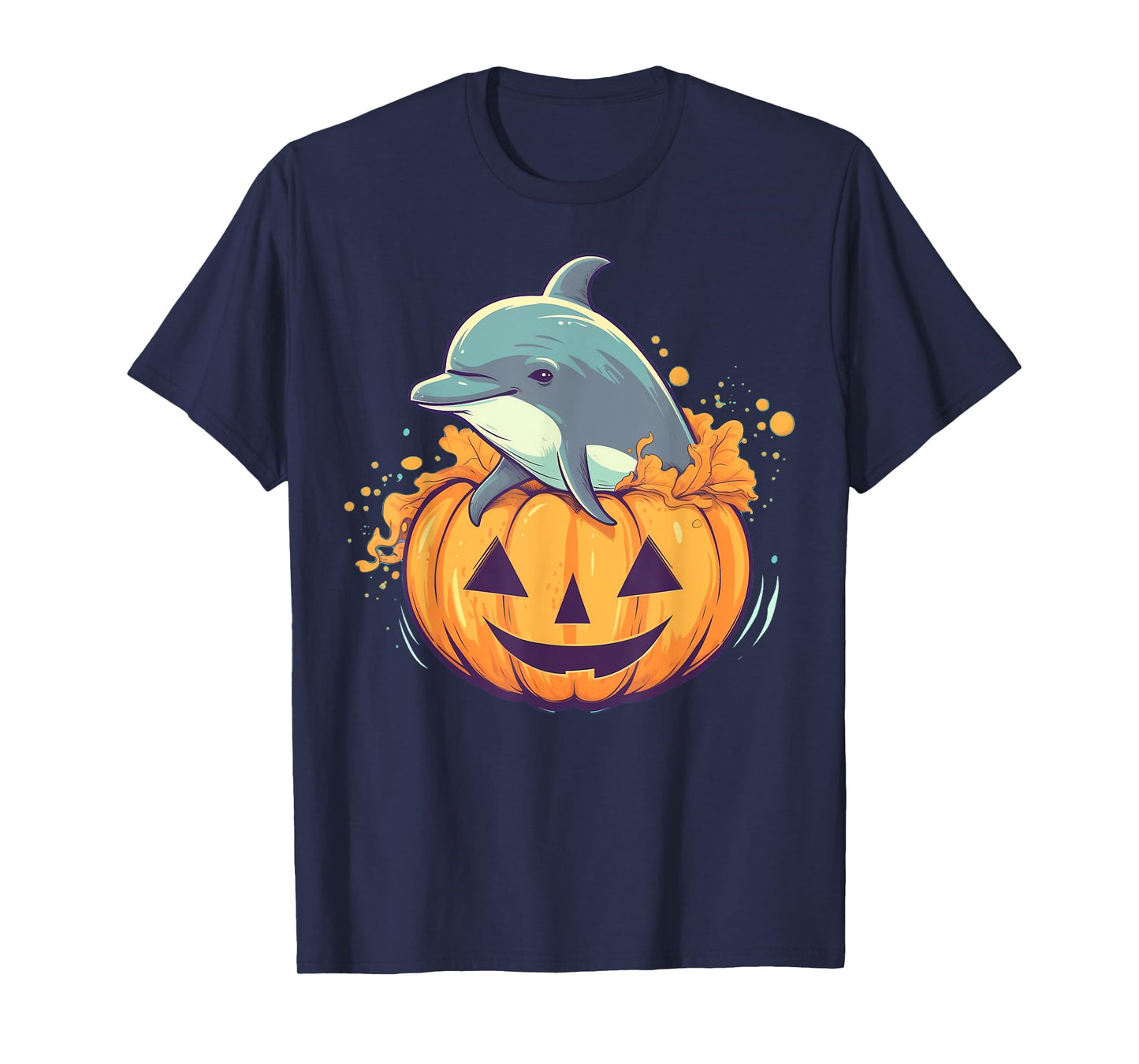Pumpkin Dolphin costume on Dolphin Halloween T-Shirt