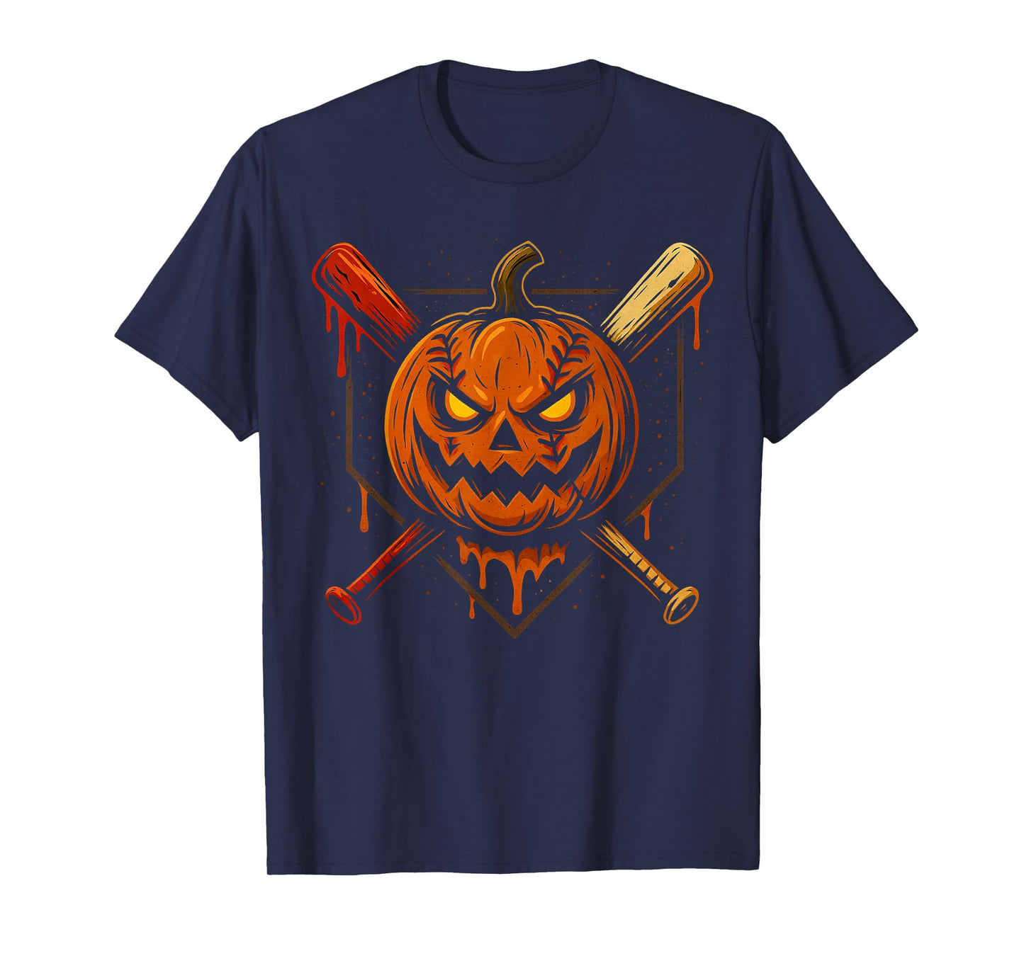 Pumpkin Halloween Baseball Ice Cream Drip Spooky Boys Youth T-Shirt