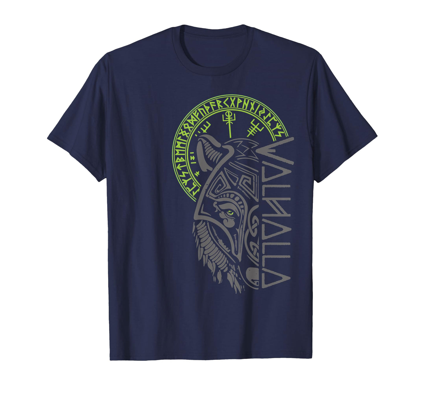 Valhalla Wolf Mask Odin Runes Norse Compass Viking T-Shirt