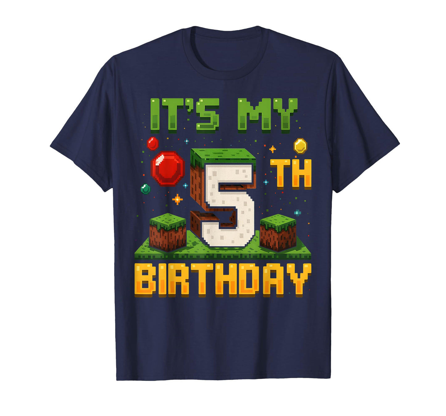 Funny Birthday Boy It's My 5th Birthday Game Pixel 5 T-Shirt