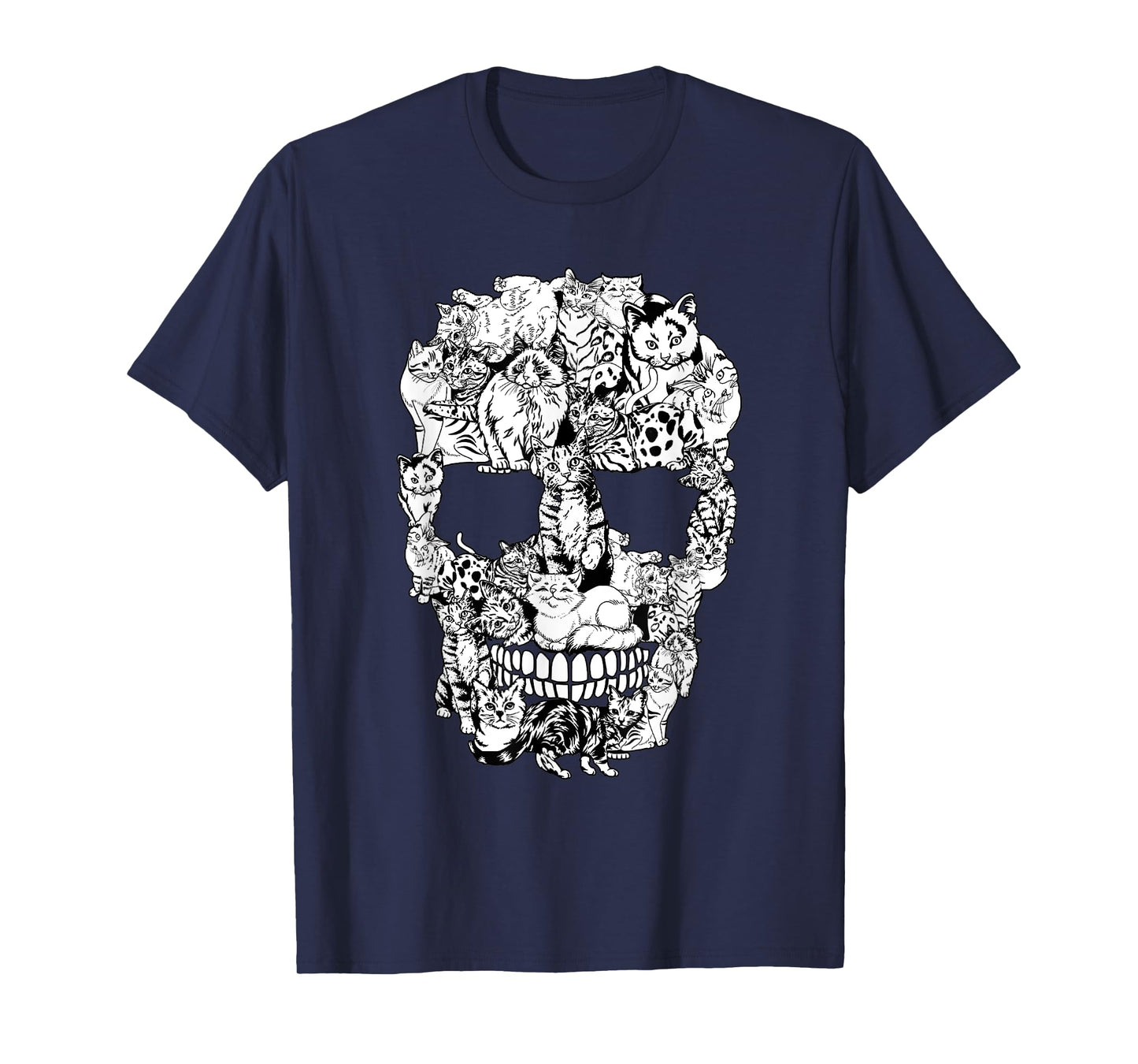 Funny Cat Skull Skeleton Halloween Costume Men Women Kids T-Shirt