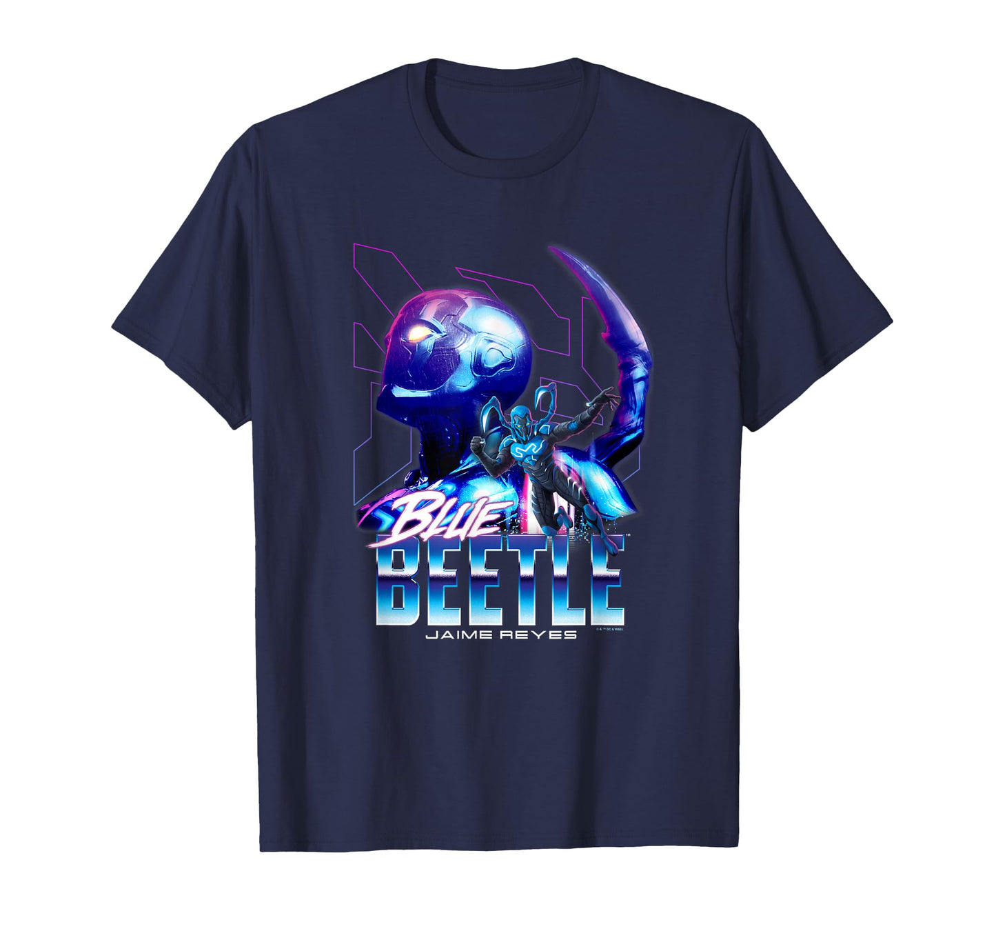 Blue Beetle Jaime Reyes Heroic Neon Outlines Portrait T-Shirt