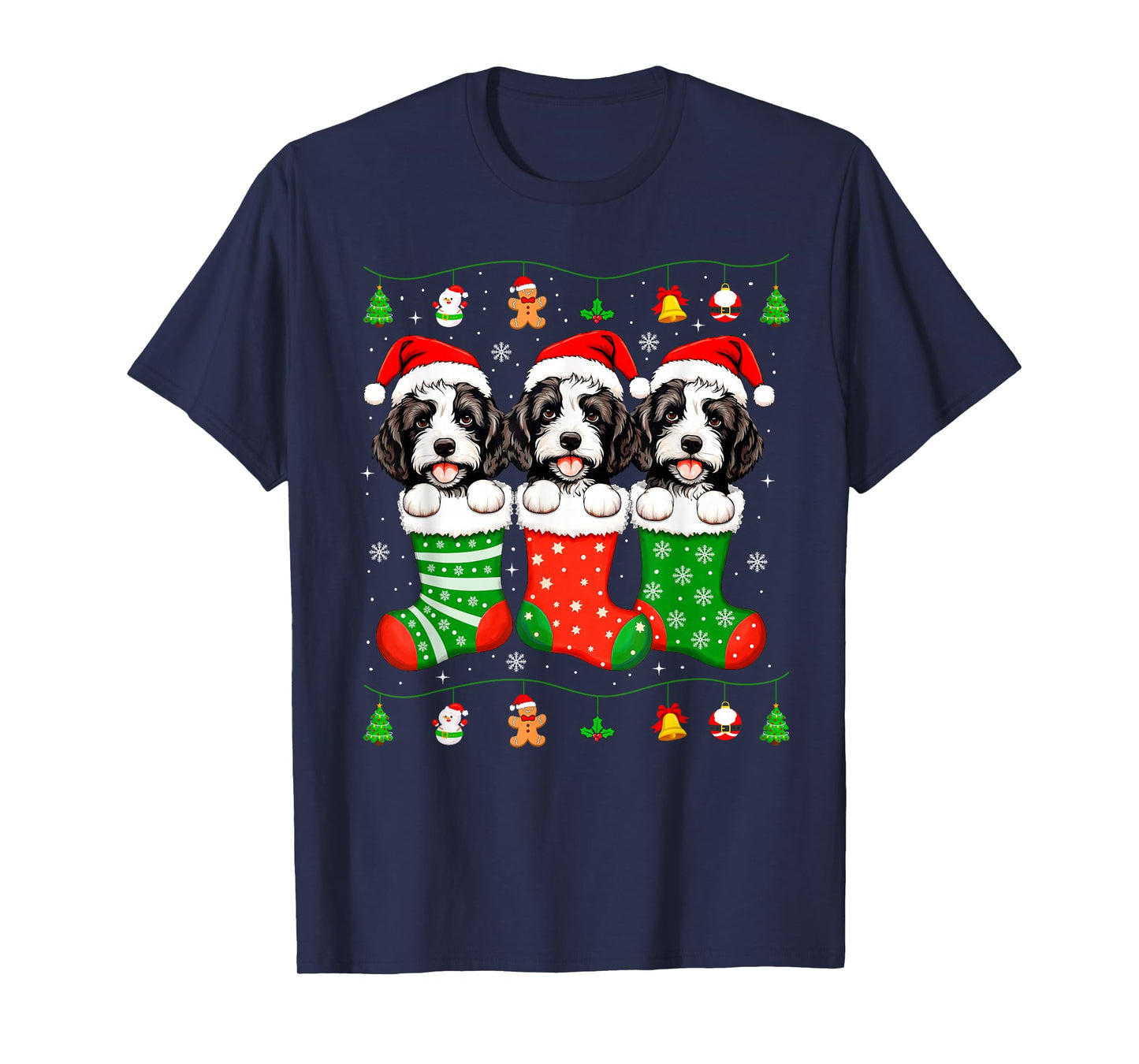 Bernedoodle Dog Christmas Pajamas Funny Xmas Dog Lover T-Shirt