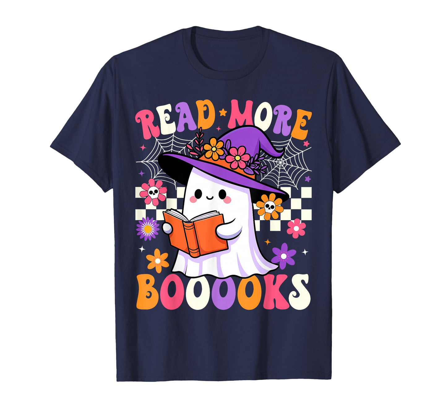 Read More Books Ghost Reading Book Funny Teacher Halloween T-Shirt