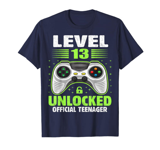 Official Teenager 13th Birthday Level 13 Unlocked T-Shirt