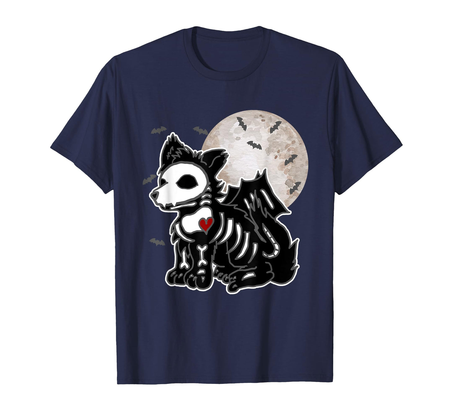 Halloween Emo Wolf Skeleton Anime Goth Costume Kids Girls T-Shirt