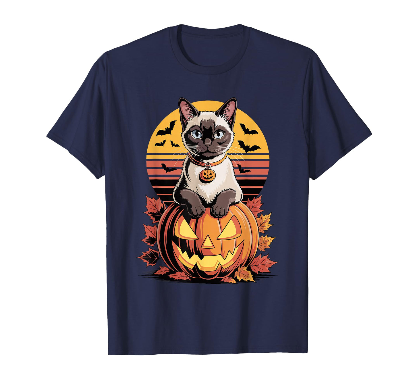 Halloween Retro Siamese Cat Meezer T-Shirt