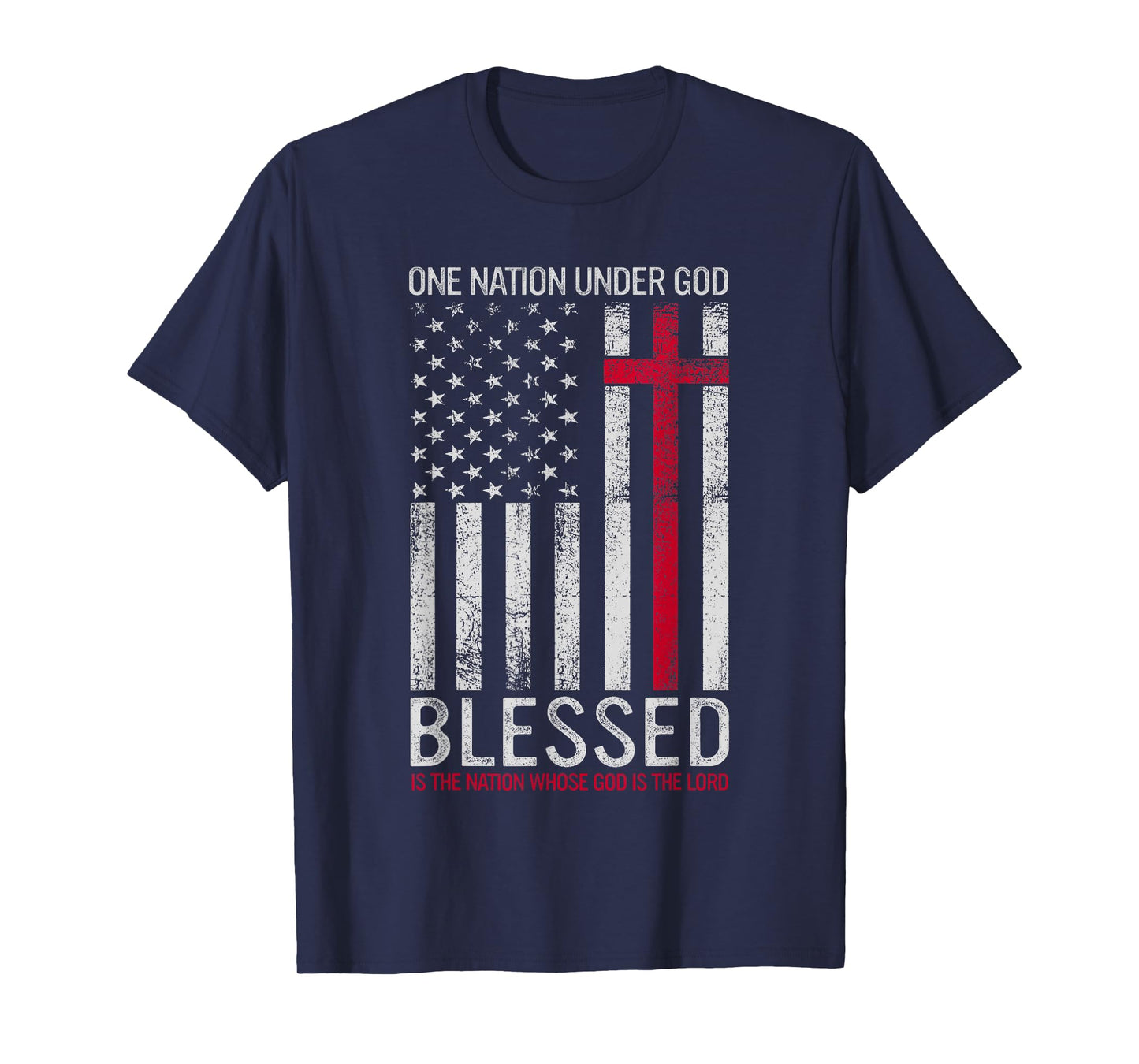 One Nation Under God Jesus Blessed American Flag 4th of July T-Shirt