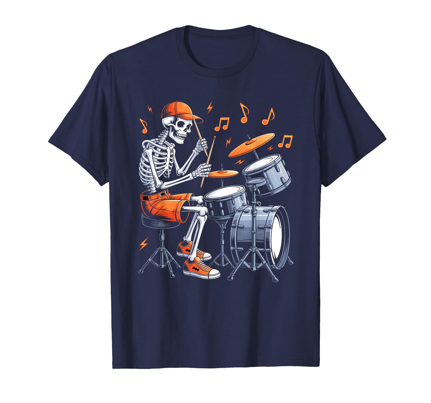 Skeleton Drums Funny Drummer Men Boys Kids Halloween Costume T-Shirt
