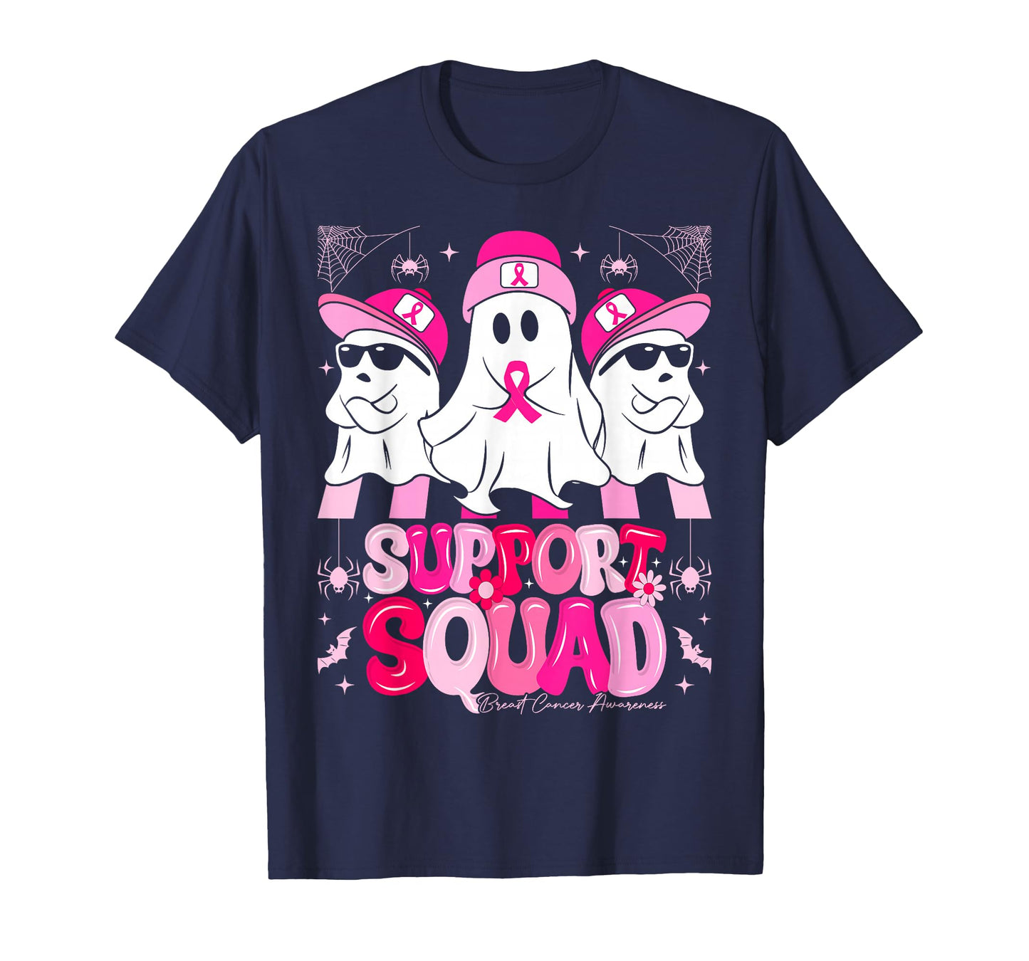 Support Squad Breast Cancer Awareness Ghost Halloween Boys T-Shirt