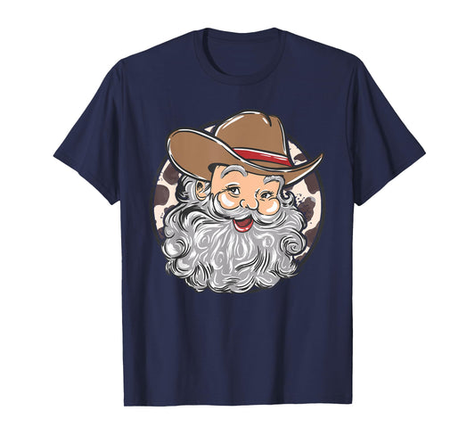 Western Cowboy Santa Christmas Cowboy Groovy Retro Xmas T-Shirt