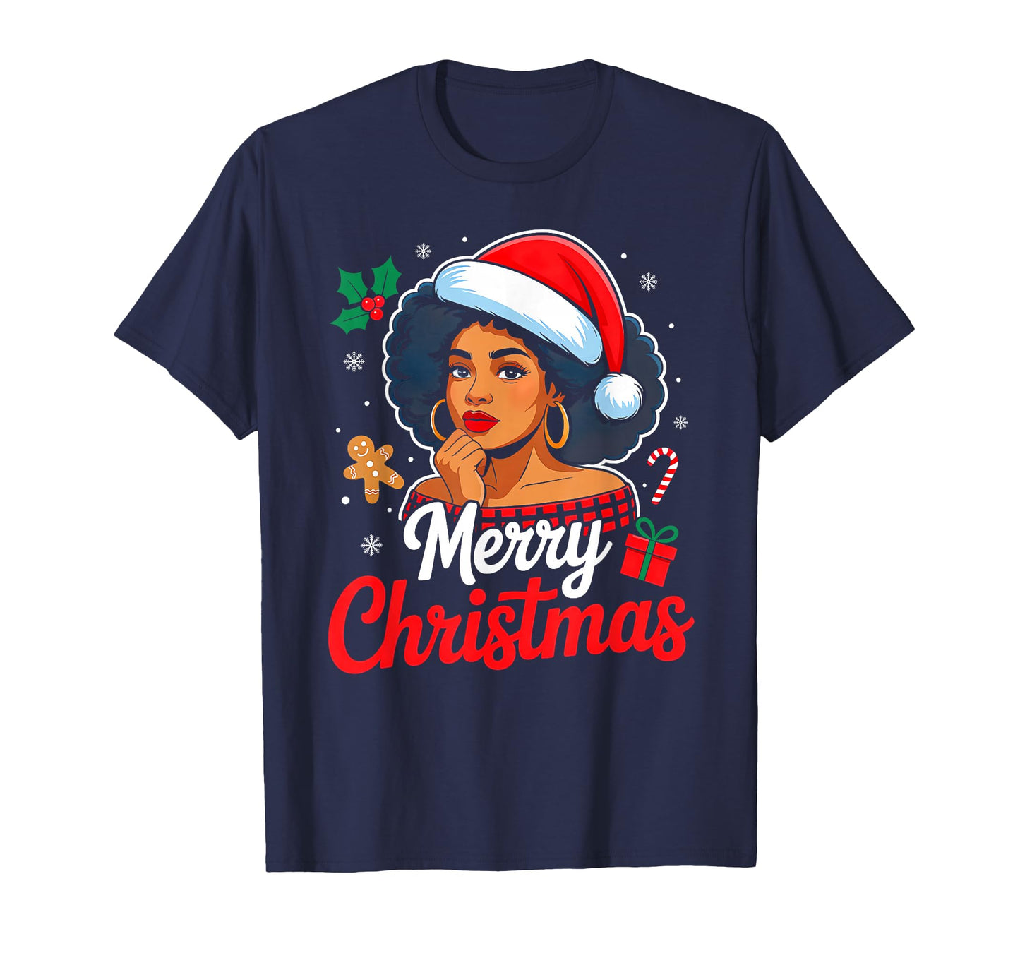 Merry Christmas Black Women African American Xmas Pajamas T-Shirt