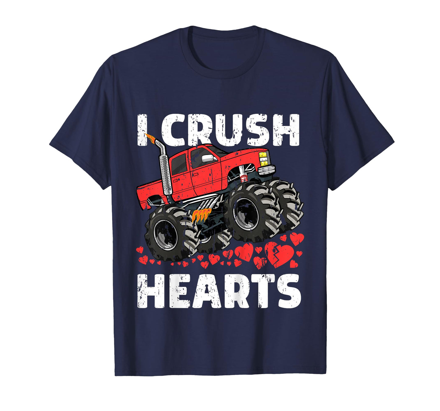 I Crush Hearts Valentines Day Monster Truck Boys Toddler T-Shirt