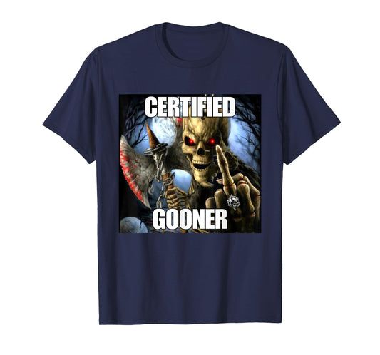 Certified Gooner Funny Cringe Hard Skeleton Meme T-Shirt