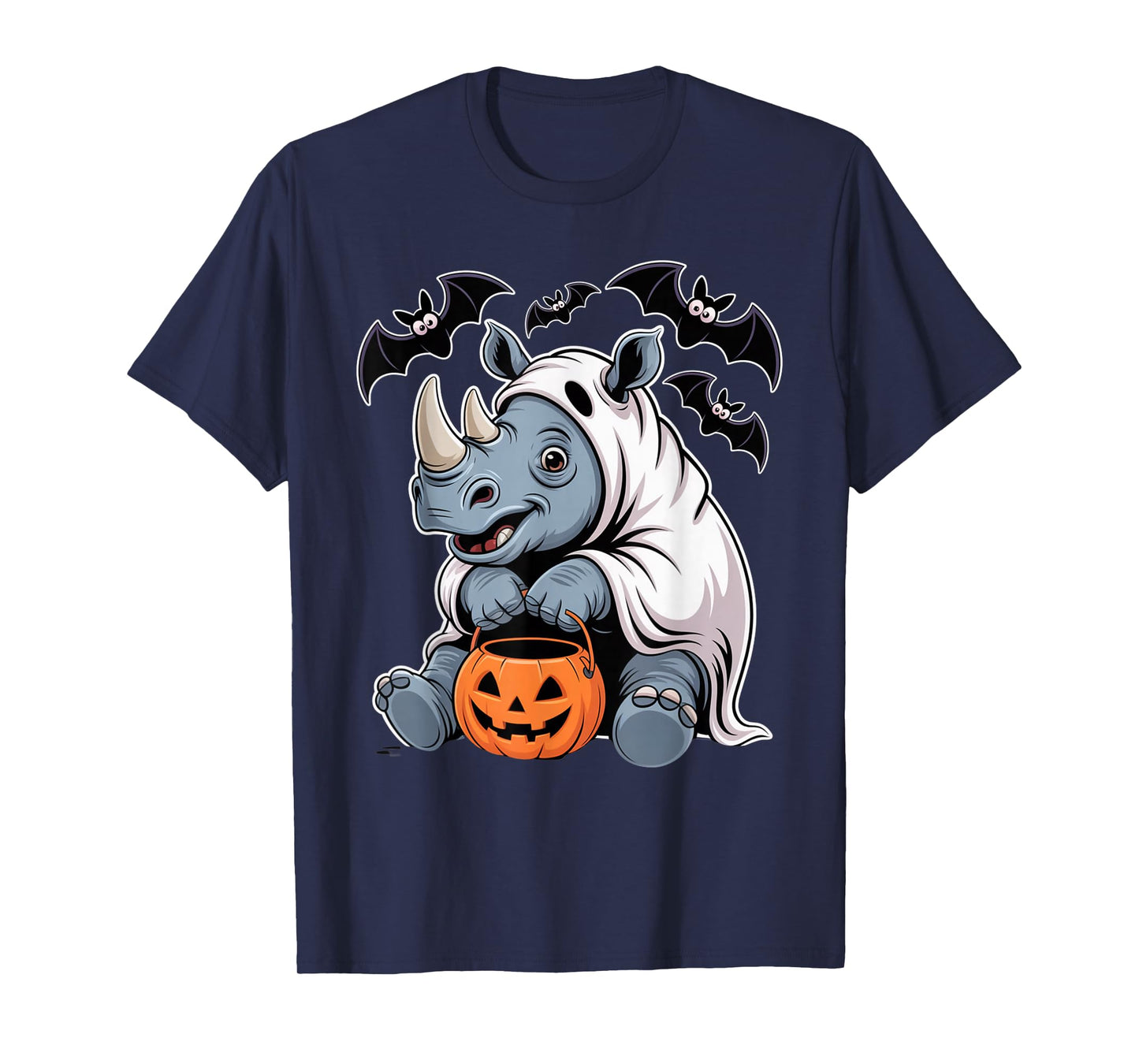 Rhino Ghost Trick or Treat Halloween Outfit with Bats T-Shirt