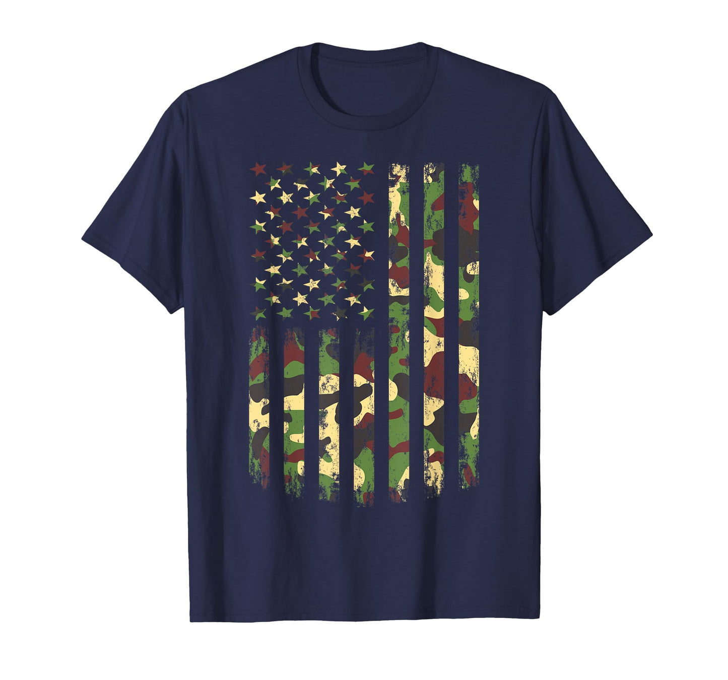 Military American Flag Camouflage Green Desert Tactical Camo T-Shirt