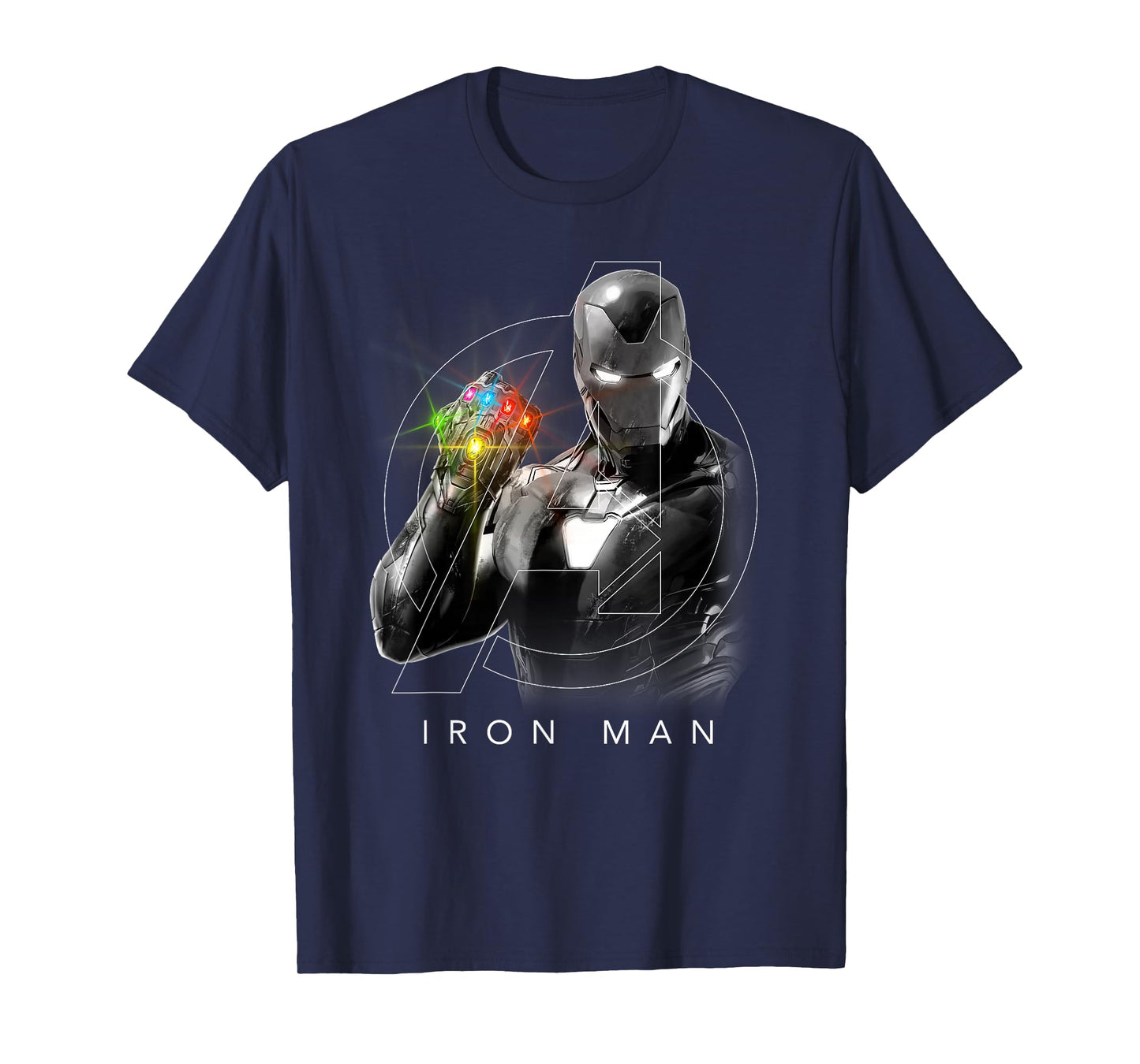 Marvel Avengers Endgame Glowing Stones Logo Overlay Portrait T-Shirt