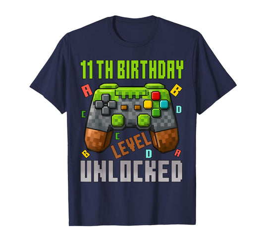 11th Birthday Boy Level 11 Unlocked Birthday Boy 11 Years T-Shirt