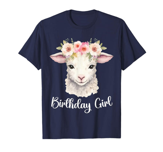 Lamb, Sheep with Flowers for the Birthday Girl T-Shirt