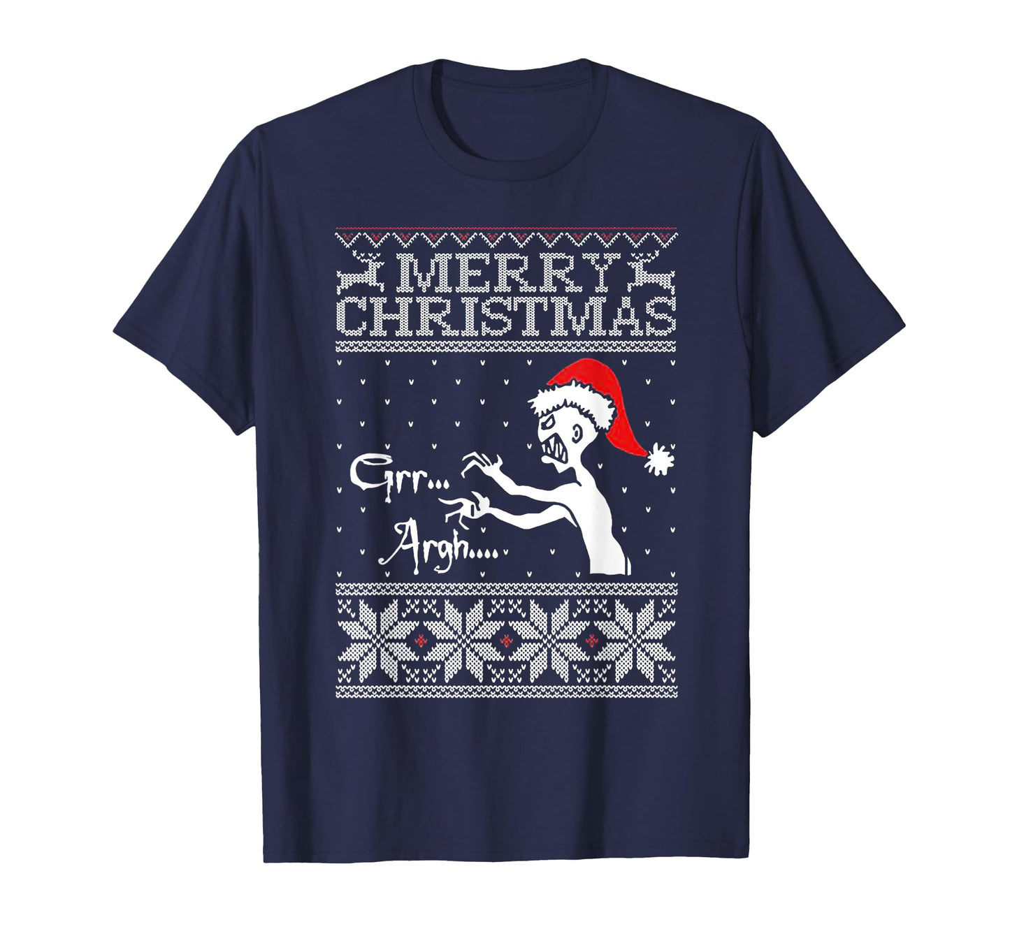 Merry Christmas Grr Argh Ugly Zombie Santa T-Shirt