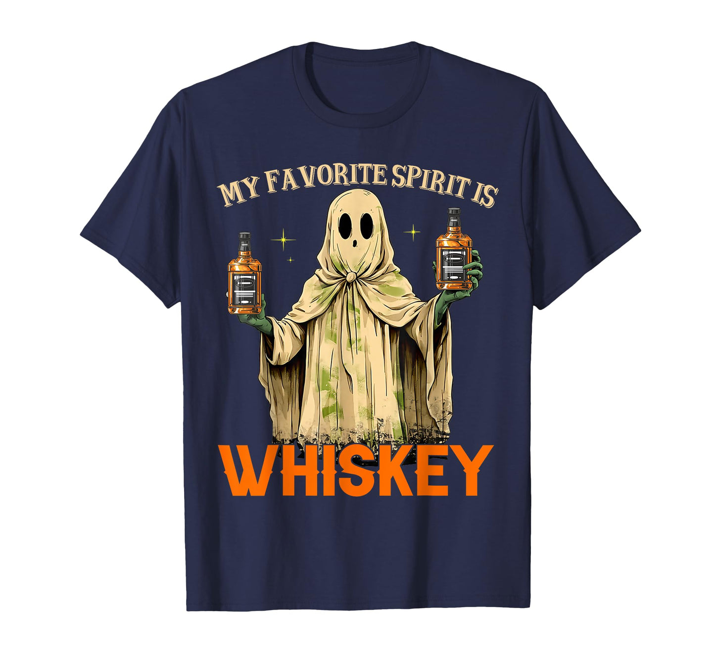 My Favorite Spirit Is Whiskey Funny Ghost Halloween Drinking T-Shirt