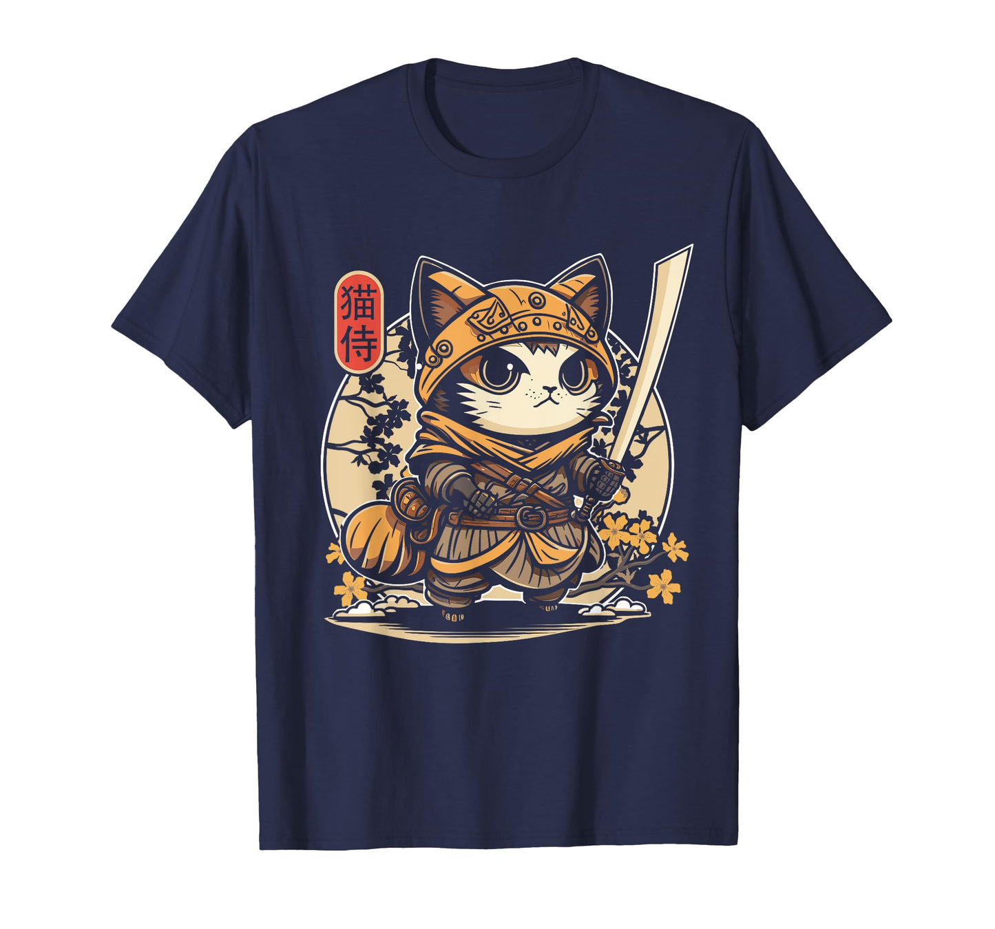 Japanese Samurai Cat Tattoo, Kawaii Ninja Cat T-Shirt