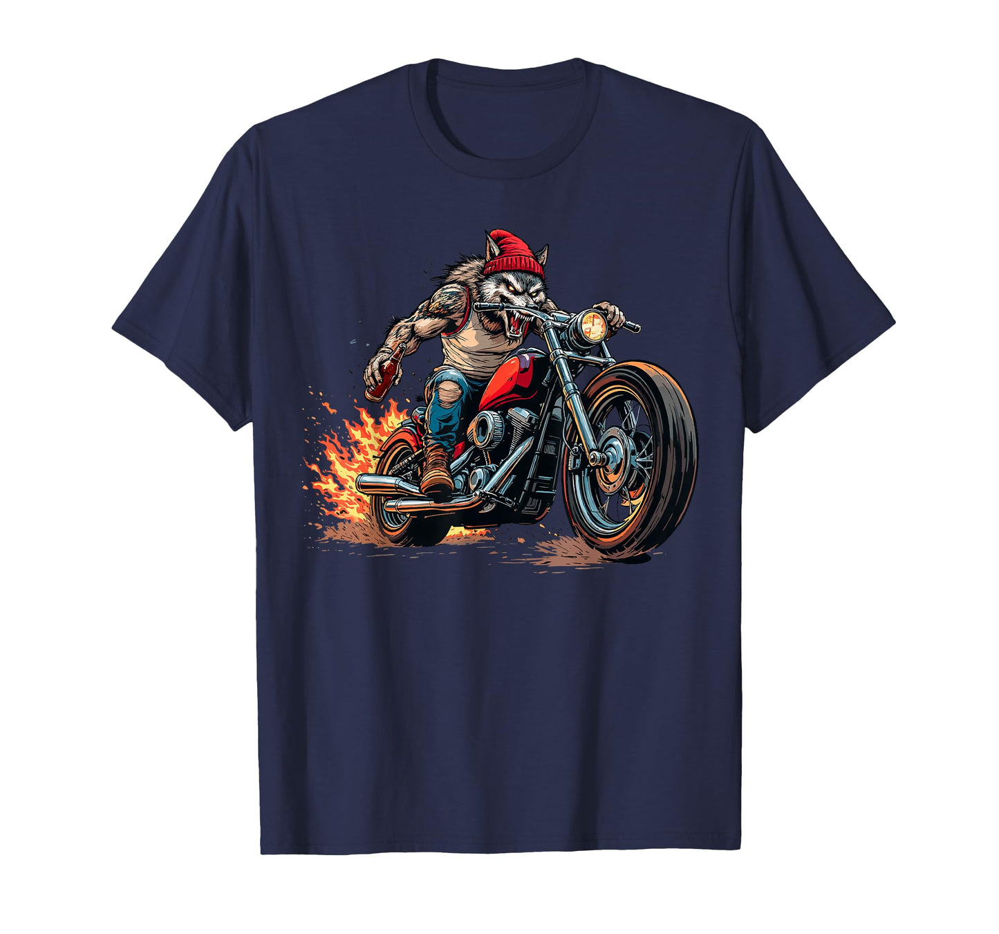 Retro Motorcycles Tee Wolf Biker Motorcycling Riding Lover T-Shirt