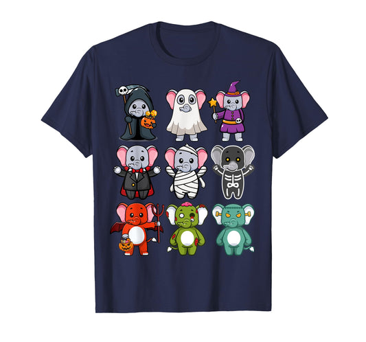 Elephant Spooky Ghost Horror Pumpkin Elephant Halloween T-Shirt