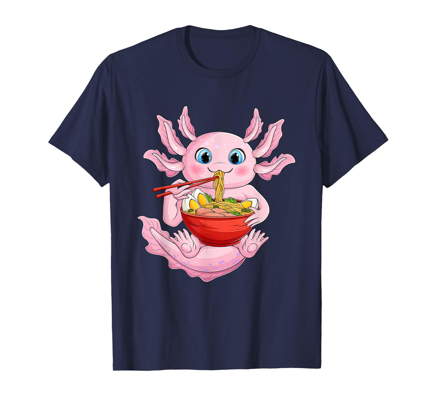 Axolotl Eating Ramen Noodle Design – Kawaii Style T-Shirt
