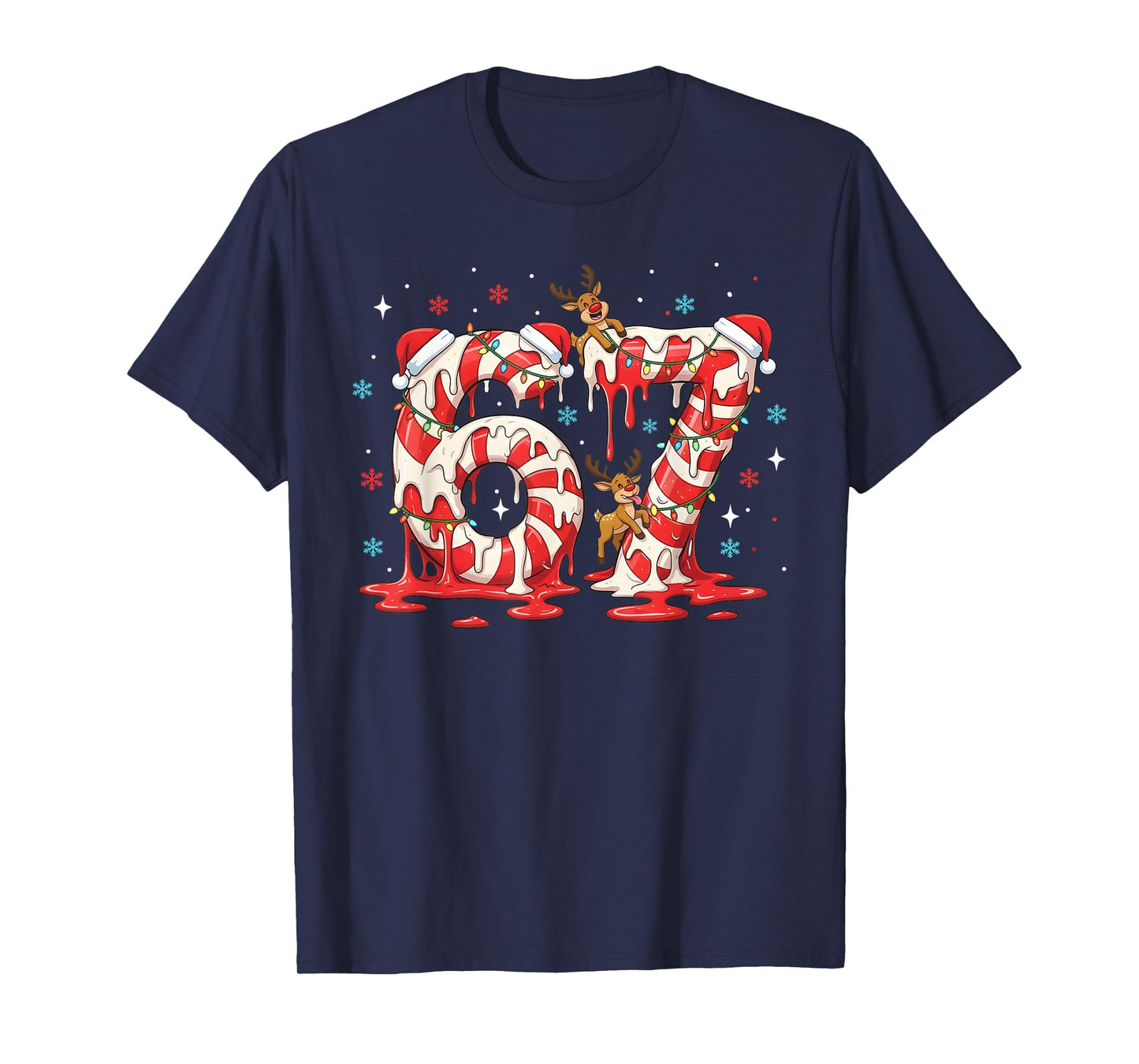 Christmas Candy Cane 67 Meme Six Seven Funny Boys Girls T-Shirt