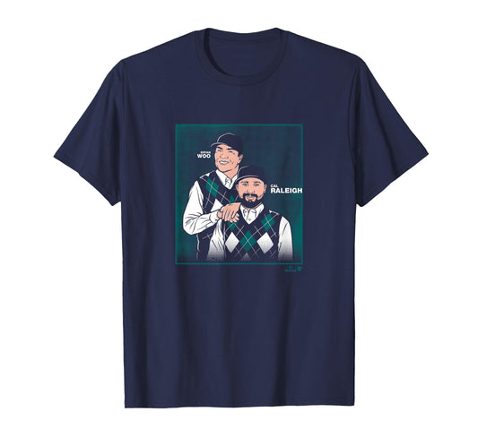 Cal Raleigh & Bryan Woo - Family Portrait - Seattle Baseball T-Shirt