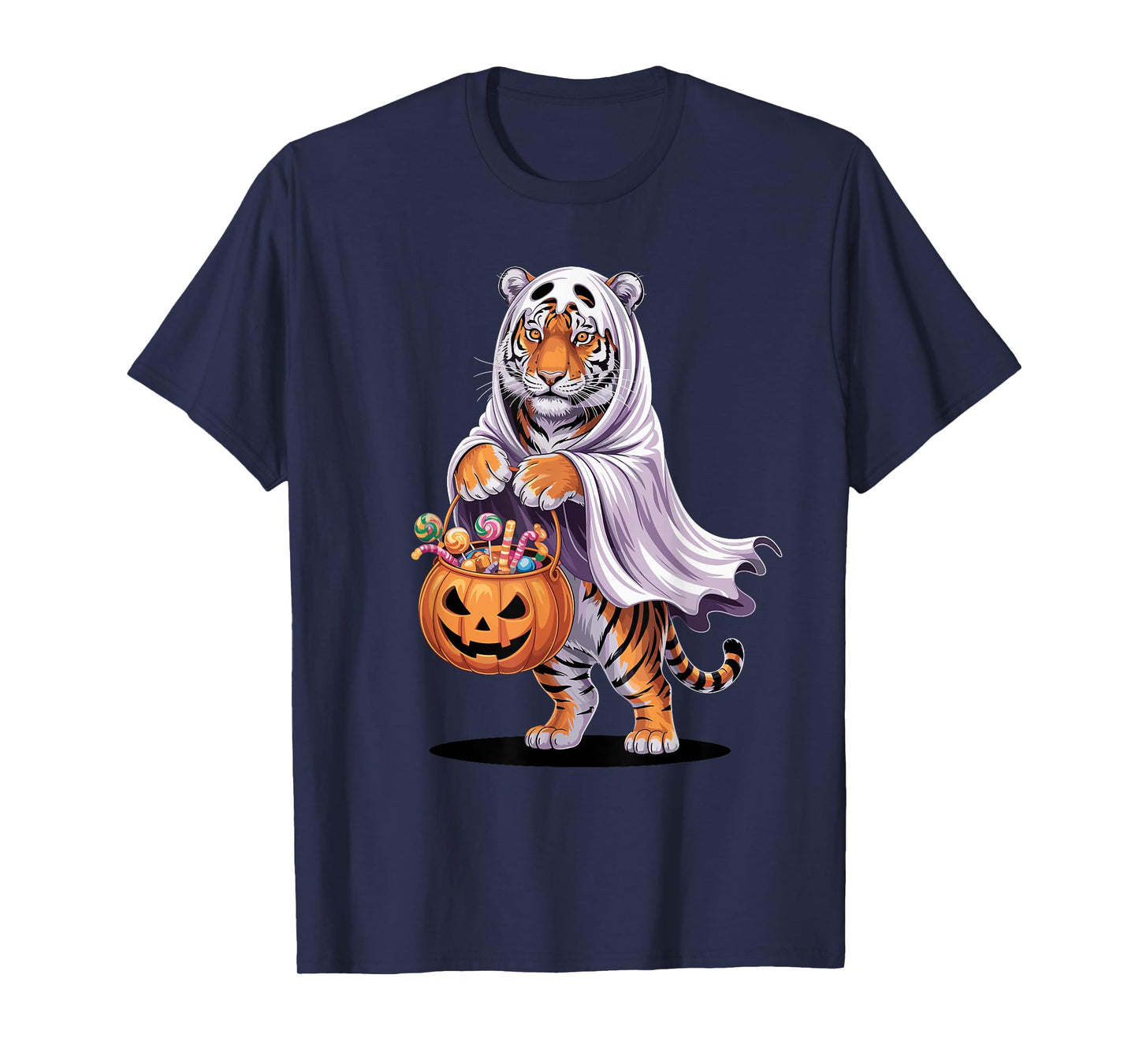 Halloween Tiger Ghost Pumpkin Trick Or Treat Candies T-Shirt